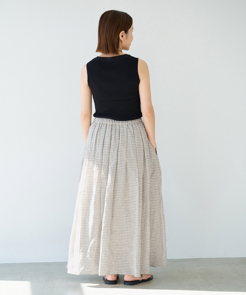 IENA（イエナ）の「《セットアップ対応》フレンチリネンチェックタックギャザースカート（スカート・レディース・ベージュ・36/38）」の19枚目の写真