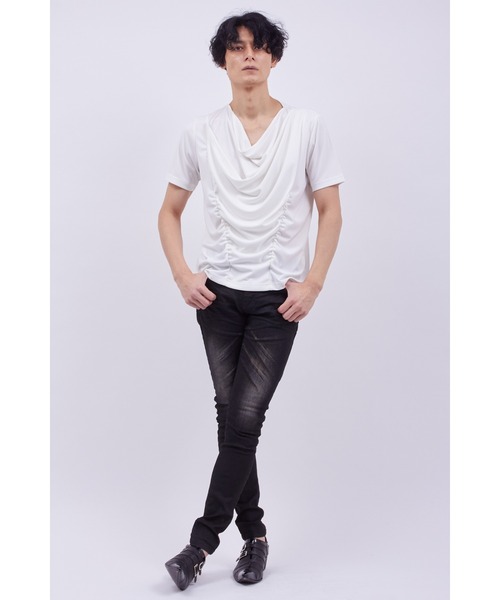 TORNADO MART（トルネードマート）の「ｼｬｰﾘﾝｸﾞﾄﾞﾚｰﾌﾟﾊﾝｿﾃﾞｶｯﾄｿｰ（Tシャツ/カットソー・メンズ・ブラック/ホワイト・M/L/LL）」の4枚目の写真