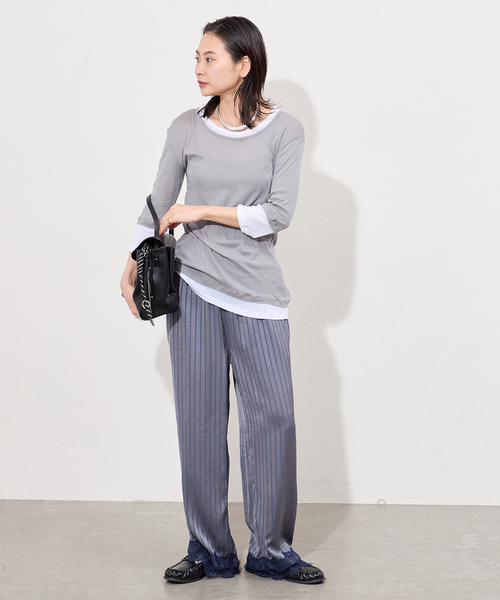 ARCHIVE STANCE（アーカイブスタンス）の「《追加》【ARCHIVE STANCE/アーカイブスタンス】Satin Stripe Easy PT（その他パンツ・レディース・チャコールグレー・FREE）」の2枚目の写真