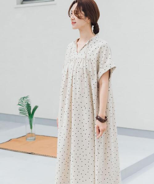 URBAN RESEARCH DOORS(アーバンリサーチドアーズ)の「リネンリヨセルドットワンピース(ワンピース・レディース・ナチュラル/ブラック・FREE)」の12枚目の写真