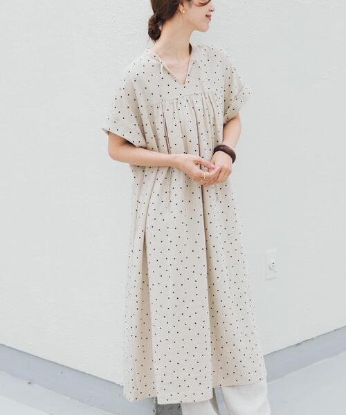 URBAN RESEARCH DOORS(アーバンリサーチドアーズ)の「リネンリヨセルドットワンピース(ワンピース・レディース・ナチュラル/ブラック・FREE)」の13枚目の写真
