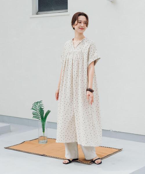 URBAN RESEARCH DOORS(アーバンリサーチドアーズ)の「リネンリヨセルドットワンピース(ワンピース・レディース・ナチュラル/ブラック・FREE)」の18枚目の写真
