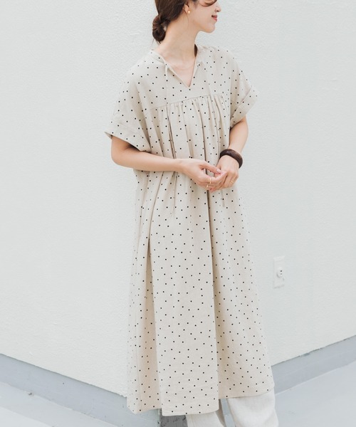 URBAN RESEARCH DOORS(アーバンリサーチドアーズ)の「リネンリヨセルドットワンピース(ワンピース・レディース・ナチュラル/ブラック・FREE)」の14枚目の写真