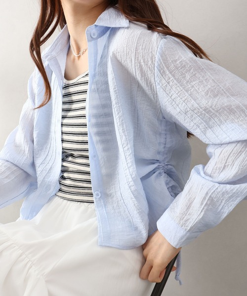 SpRay(スプレイ)の「サイドシャーリングシャツアンサンブル(シャツ/ブラウス・レディース・ブラック/サックスブルー/ホワイト/ピンク・FREE)」の3枚目の写真