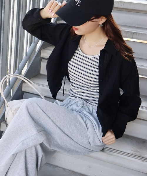 SpRay(スプレイ)の「サイドシャーリングシャツアンサンブル(シャツ/ブラウス・レディース・ブラック/サックスブルー/ホワイト/ピンク・FREE)」の10枚目の写真