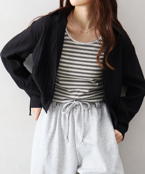 SpRay(スプレイ)の「サイドシャーリングシャツアンサンブル(シャツ/ブラウス・レディース・ブラック/サックスブルー/ホワイト/ピンク・FREE)」の12枚目の写真
