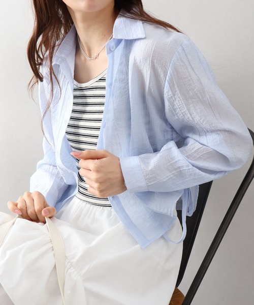 SpRay(スプレイ)の「サイドシャーリングシャツアンサンブル(シャツ/ブラウス・レディース・ブラック/サックスブルー/ホワイト/ピンク・FREE)」の15枚目の写真