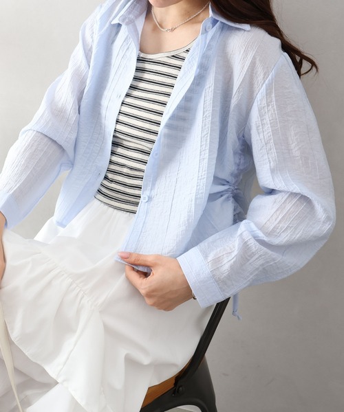 SpRay(スプレイ)の「サイドシャーリングシャツアンサンブル(シャツ/ブラウス・レディース・ブラック/サックスブルー/ホワイト/ピンク・FREE)」の16枚目の写真
