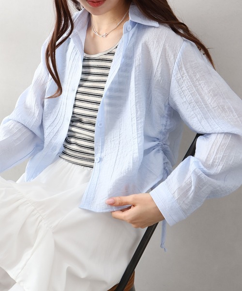 SpRay(スプレイ)の「サイドシャーリングシャツアンサンブル(シャツ/ブラウス・レディース・ブラック/サックスブルー/ホワイト/ピンク・FREE)」の17枚目の写真