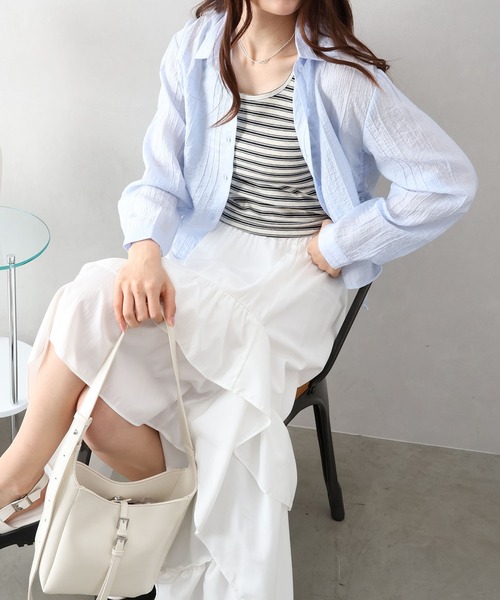 SpRay(スプレイ)の「サイドシャーリングシャツアンサンブル(シャツ/ブラウス・レディース・ブラック/サックスブルー/ホワイト/ピンク・FREE)」の18枚目の写真