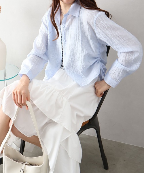 SpRay(スプレイ)の「サイドシャーリングシャツアンサンブル(シャツ/ブラウス・レディース・ブラック/サックスブルー/ホワイト/ピンク・FREE)」の19枚目の写真