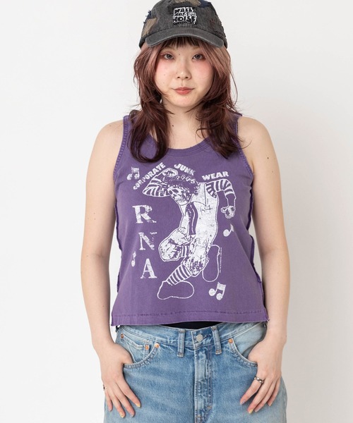 RNA(アールエヌエー)の「M2673 ピグメントダイカットオフタンク(タンクトップ・レディース・パープル/ブラック/イエロー・MEDIUM)」の6枚目の写真