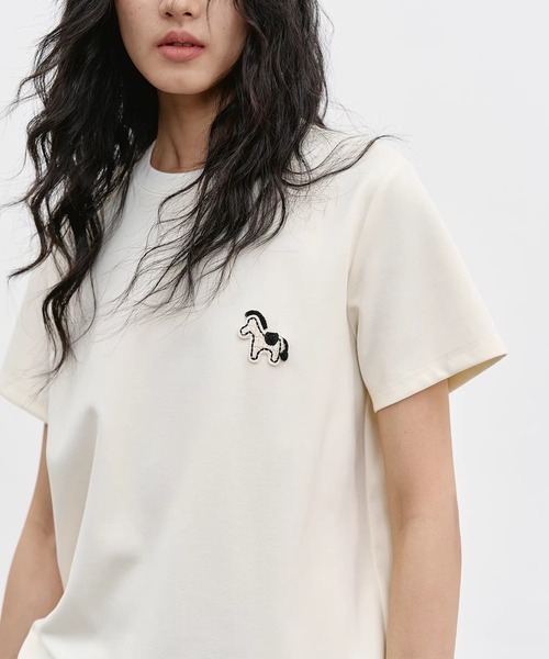 EIGHTHMONTH(エイスマンス)の「ホースワッペン クルーネックTシャツ EM26s057【EIGHTHMONTH】(Tシャツ/カットソー・レディース・ネイビー/アイボリー・S/M)」の5枚目の写真