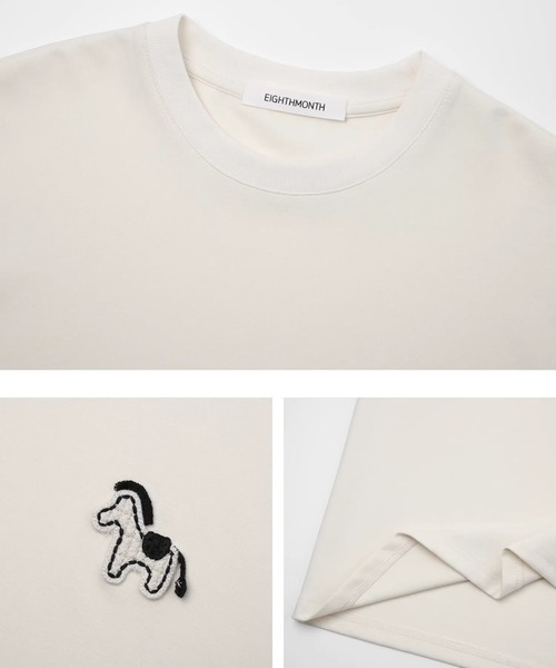 EIGHTHMONTH(エイスマンス)の「ホースワッペン クルーネックTシャツ EM26s057【EIGHTHMONTH】(Tシャツ/カットソー・レディース・ネイビー/アイボリー・S/M)」の16枚目の写真