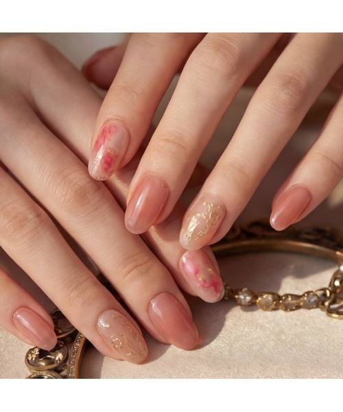 KONVINI（コンビニ）の「【not a nail】水光マグネットデザインミディアムロングネイルチップ（ネイルシール/ネイルチップ・レディース・ピンク系その他2/ピンクベージュ/ピンク系その他・MEDIUM）」の2枚目の写真