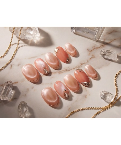 KONVINI（コンビニ）の「【not a nail】水光マグネットデザインミディアムロングネイルチップ（ネイルシール/ネイルチップ・レディース・ピンク系その他2/ピンクベージュ/ピンク系その他・MEDIUM）」の3枚目の写真