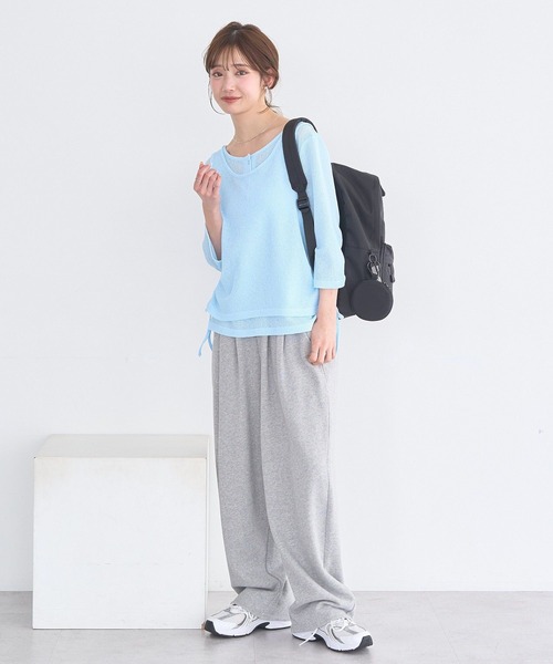 earth music&ecology(アースミュージックアンドエコロジー)の「SET2点ギャザータンク+ヘンリーネックプルオーバー(Tシャツ/カットソー・レディース・アイボリー/ブラック/ライトブルー・FREE)」の11枚目の写真