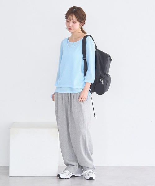 earth music&ecology(アースミュージックアンドエコロジー)の「SET2点ギャザータンク+ヘンリーネックプルオーバー(Tシャツ/カットソー・レディース・アイボリー/ブラック/ライトブルー・FREE)」の12枚目の写真