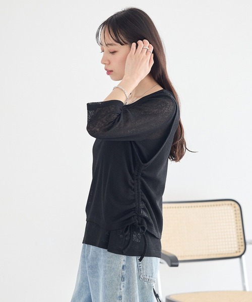 earth music&ecology(アースミュージックアンドエコロジー)の「SET2点ギャザータンク+ヘンリーネックプルオーバー(Tシャツ/カットソー・レディース・アイボリー/ブラック/ライトブルー・FREE)」の16枚目の写真
