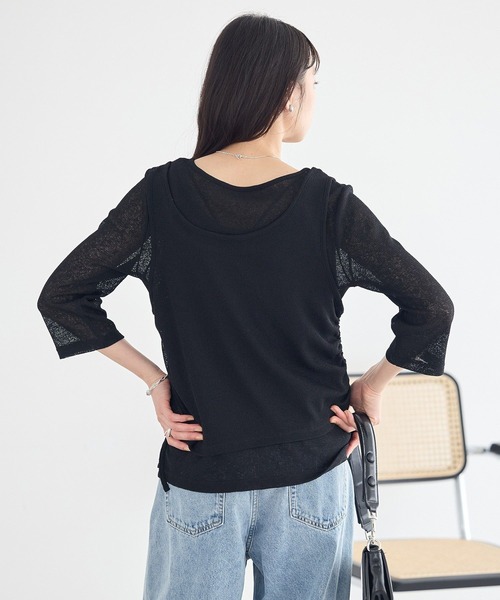 earth music&ecology(アースミュージックアンドエコロジー)の「SET2点ギャザータンク+ヘンリーネックプルオーバー(Tシャツ/カットソー・レディース・アイボリー/ブラック/ライトブルー・FREE)」の17枚目の写真