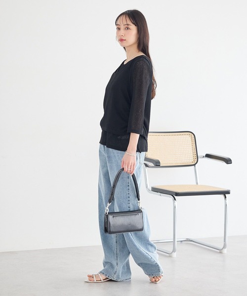 earth music&ecology(アースミュージックアンドエコロジー)の「SET2点ギャザータンク+ヘンリーネックプルオーバー(Tシャツ/カットソー・レディース・アイボリー/ブラック/ライトブルー・FREE)」の19枚目の写真