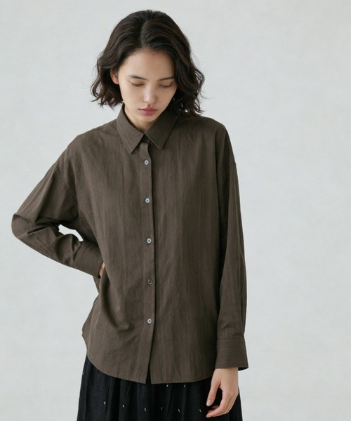 GLOBAL WORK(グローバルワーク)の「カラミストライプシャツ長袖/660972(シャツ/ブラウス・レディース・チャコールグレー/オフホワイト/ライトグリーン・LARGE/MEDIUM)」の20枚目の写真