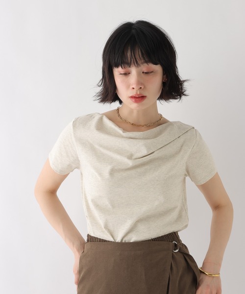 BAYFLOW（ベイフロー）の「[WEB限定]2WAYドレープアシメデザインTEE（Tシャツ/カットソー・レディース・ブラック/オートミール/ブラウン/ホワイト/グレー・SMALL/X-SMALL）」の5枚目の写真