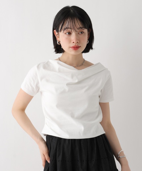 BAYFLOW（ベイフロー）の「[WEB限定]2WAYドレープアシメデザインTEE（Tシャツ/カットソー・レディース・ブラック/オートミール/ブラウン/ホワイト/グレー・SMALL/X-SMALL）」の2枚目の写真