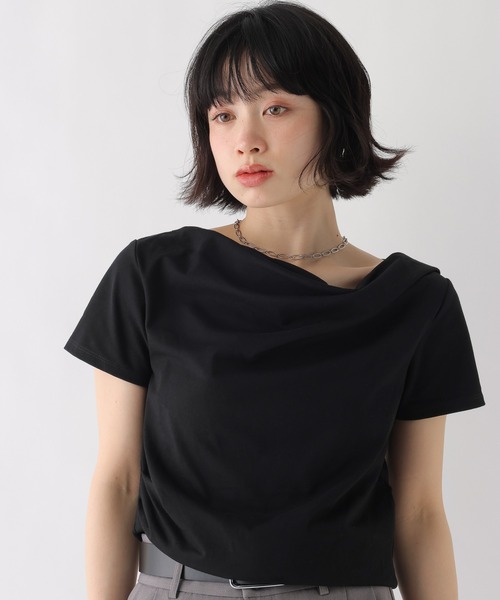 BAYFLOW（ベイフロー）の「[WEB限定]2WAYドレープアシメデザインTEE（Tシャツ/カットソー・レディース・ブラック/オートミール/ブラウン/ホワイト/グレー・SMALL/X-SMALL）」の3枚目の写真