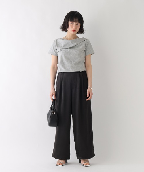 BAYFLOW（ベイフロー）の「[WEB限定]2WAYドレープアシメデザインTEE（Tシャツ/カットソー・レディース・ブラック/オートミール/ブラウン/ホワイト/グレー・SMALL/X-SMALL）」の7枚目の写真