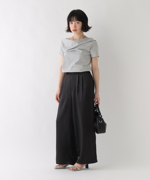 BAYFLOW（ベイフロー）の「[WEB限定]2WAYドレープアシメデザインTEE（Tシャツ/カットソー・レディース・ブラック/オートミール/ブラウン/ホワイト/グレー・SMALL/X-SMALL）」の14枚目の写真