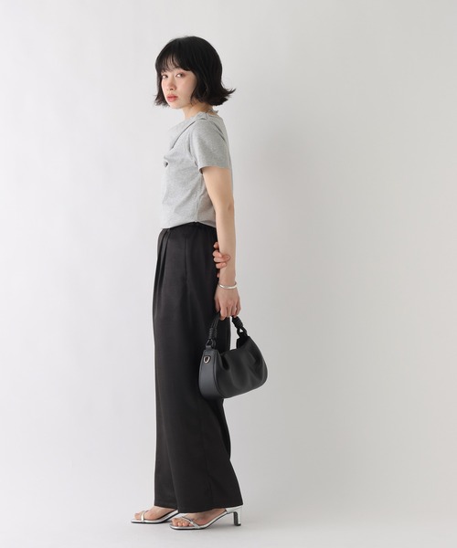 BAYFLOW（ベイフロー）の「[WEB限定]2WAYドレープアシメデザインTEE（Tシャツ/カットソー・レディース・ブラック/オートミール/ブラウン/ホワイト/グレー・SMALL/X-SMALL）」の8枚目の写真