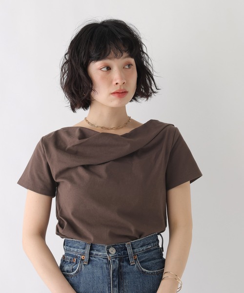 BAYFLOW（ベイフロー）の「[WEB限定]2WAYドレープアシメデザインTEE（Tシャツ/カットソー・レディース・ブラック/オートミール/ブラウン/ホワイト/グレー・SMALL/X-SMALL）」の18枚目の写真
