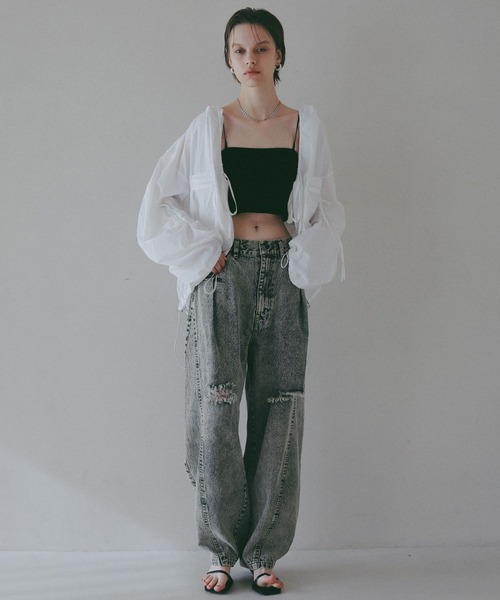 BAYFLOW(ベイフロー)の「【EF(エフ)】シアーフーディブルゾン(WOMEN)(その他アウター・レディース・オフホワイト/シルバーグレー・FREE)」の5枚目の写真