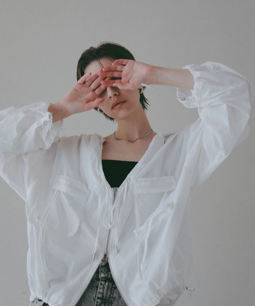BAYFLOW(ベイフロー)の「【EF(エフ)】シアーフーディブルゾン(WOMEN)(その他アウター・レディース・オフホワイト/シルバーグレー・FREE)」の15枚目の写真