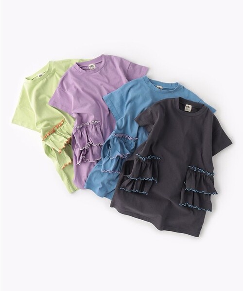 DRC branshes(ディーアールシーブランシェス)の「【WEB限定/DRC】配色メロウフリル半袖ワンピース(ワンピース・キッズ・ラベンダー/チャコールグレー/ライム/ブルーグレー・120/110/150/100/130/140)」の5枚目の写真