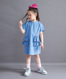 DRC branshes（ディーアールシーブランシェス）の「【WEB限定/DRC】配色メロウフリル半袖ワンピース（ワンピース）」