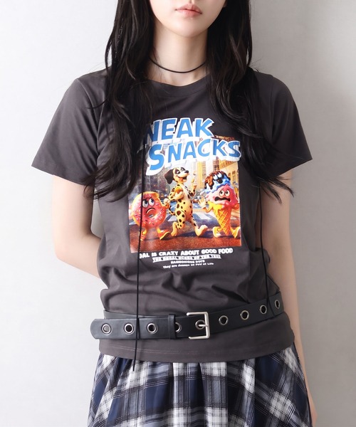 SpRay(スプレイ)の「ドーナツフレンズ Tシャツ(Tシャツ/カットソー・レディース・オフホワイト/ブルー/オートミール/スミクロ・FREE)」の1枚目の写真