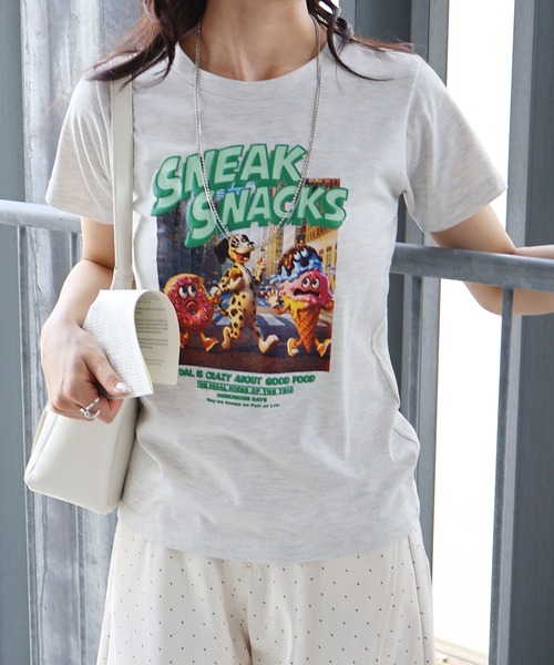 SpRay(スプレイ)の「ドーナツフレンズ Tシャツ(Tシャツ/カットソー・レディース・オフホワイト/ブルー/オートミール/スミクロ・FREE)」の8枚目の写真