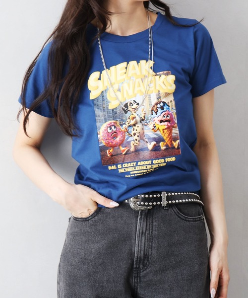 SpRay(スプレイ)の「ドーナツフレンズ Tシャツ(Tシャツ/カットソー・レディース・オフホワイト/ブルー/オートミール/スミクロ・FREE)」の11枚目の写真
