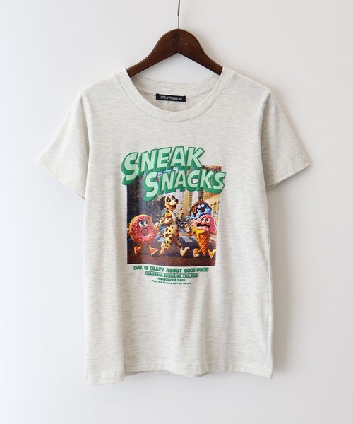 SpRay(スプレイ)の「ドーナツフレンズ Tシャツ(Tシャツ/カットソー・レディース・オフホワイト/ブルー/オートミール/スミクロ・FREE)」の12枚目の写真
