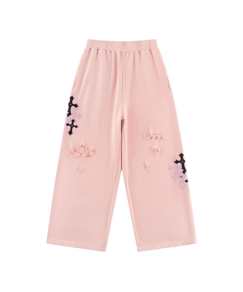 スエットパンツ｜Multiple Cross Leather Patch Loose Fit Sweat Pants