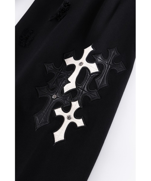 SUPPLIER(サプライヤー)の「スエットパンツ|Multiple Cross Leather Patch Loose Fit Sweat Pants|SUPPLIER(スウェットパンツ・メンズ・ブラック/ピンク・X-LARGE/LARGE/MEDIUM/SMALL)」の4枚目の写真