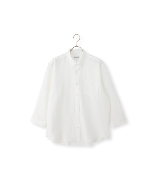 AOYAMA(アオヤマ)の「リネンライクボタンダウンシャツ【涼】【7分袖】【Reflax】(シャツ/ブラウス・メンズ・ブルー/グレー/ホワイト・L/M)」の9枚目の写真