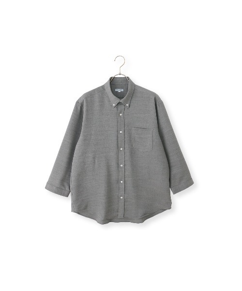 AOYAMA(アオヤマ)の「リネンライクボタンダウンシャツ【涼】【7分袖】【Reflax】(シャツ/ブラウス・メンズ・ブルー/グレー/ホワイト・L/M)」の18枚目の写真