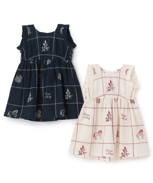 petit main（プティマイン）の「【リンク】インド綿刺しゅうワンピース（ワンピース・キッズ・ネイビー/レッド・130cm/90cm/120cm/110cm/80ｃｍ/100cm）」の3枚目の写真