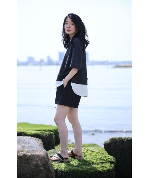 cawaii(カワイイ)の「普段使いもできる ラッシュガード(Tシャツ/カットソー・レディース・ライトベージュ/ブラック・FREE)」の6枚目の写真