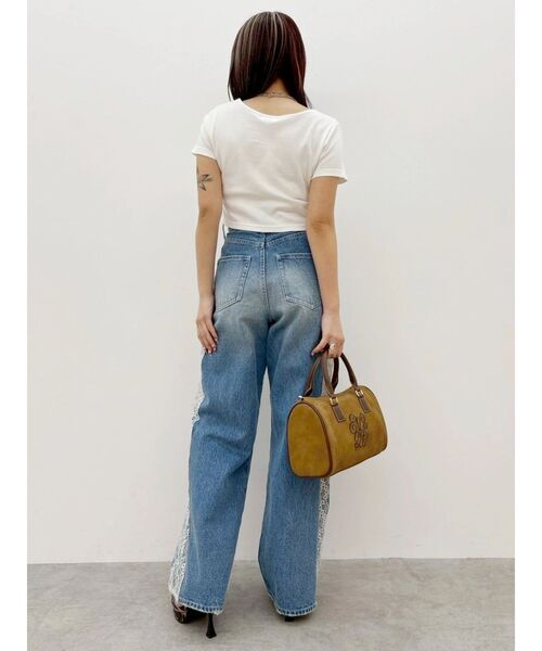 EVRIS（エヴリス）の「サイドレースワイドデニムパンツ　ハイウエスト（デニムパンツ・レディース・ブルー/インディゴブルー・MEDIUM/SMALL）」の12枚目の写真