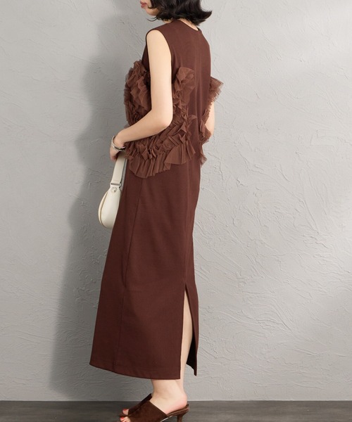 nenom（ネノム）の「[nenom/ネノム] マルチWAYチュールドッキング ワンピース（ワンピース・レディース・チャコールグレー/ブラウン/ブラック・F）」の21枚目の写真