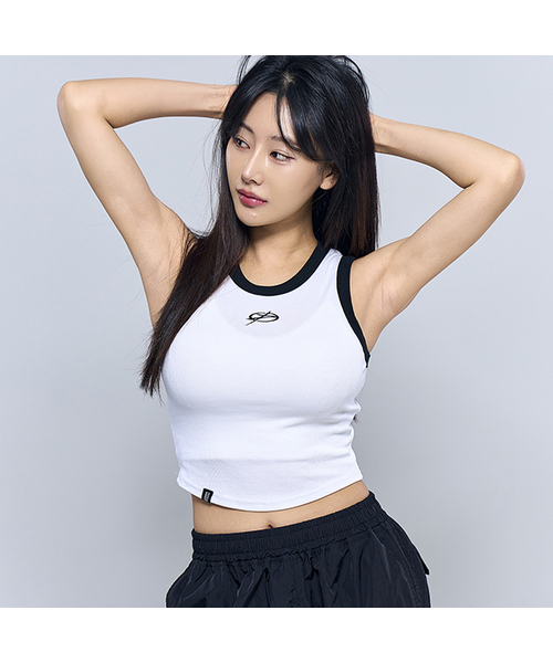 PHYSICAL GARMENTS（フィジカルガーメンツ）の「P5041 配色クロップリブタンク [3COLOR]（Tシャツ/カットソー・レディース・ブラック/ブルー/ホワイト・FREE）」の2枚目の写真